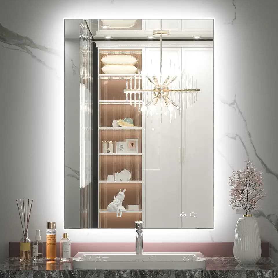 Keonjinn 24" x 36" Backlit Bathroom Mirror with Lights, Safe Tempered Glass