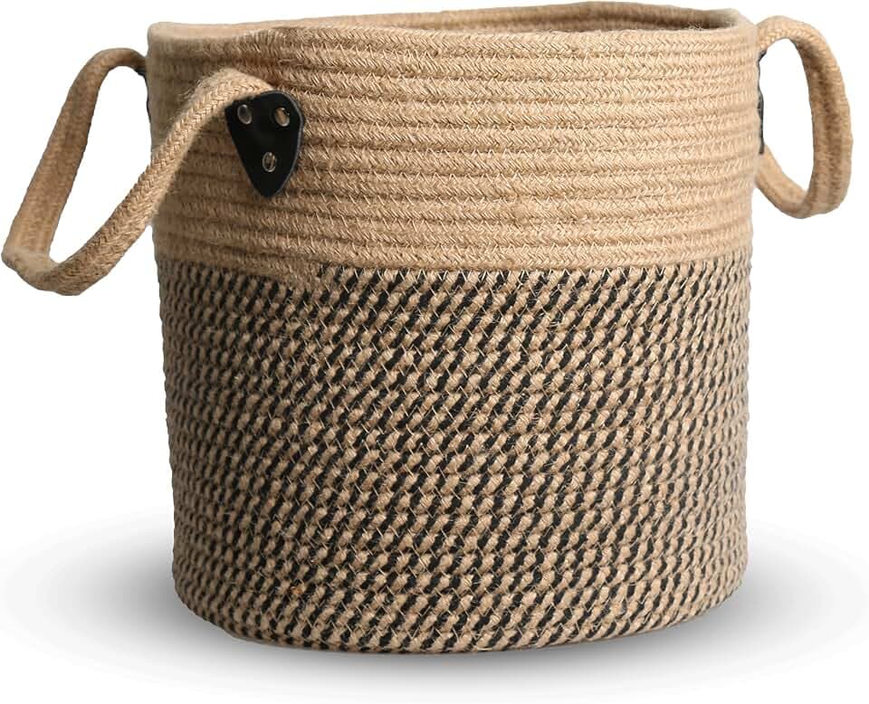 ZOES HOMEWARE Plant Basket for Indoor Plants with Handles,Jute Rope 10"x10"