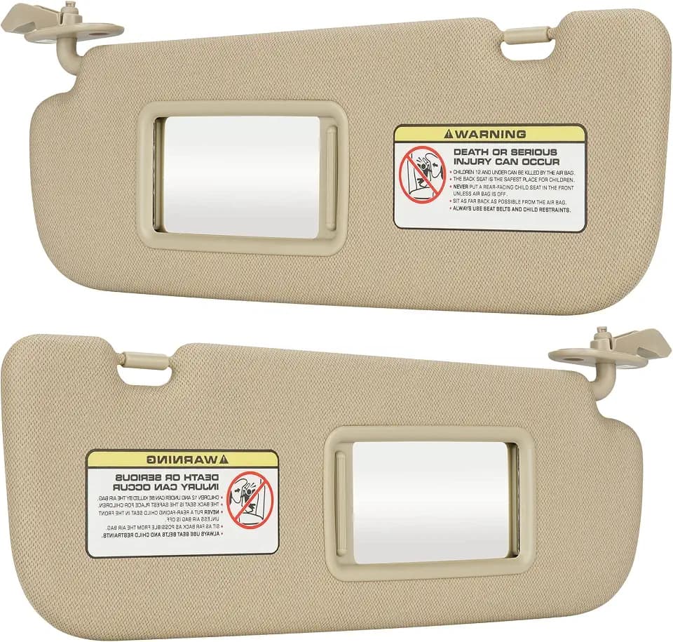 Beige Sonnenblende für Fahrer Links + Beifahrer rechts, kompatibel mit Hyundai Elantra 2011 2012 2013 2014 2015 Hyundai Elantra Ersatz 852103X000TX 852203X000TX