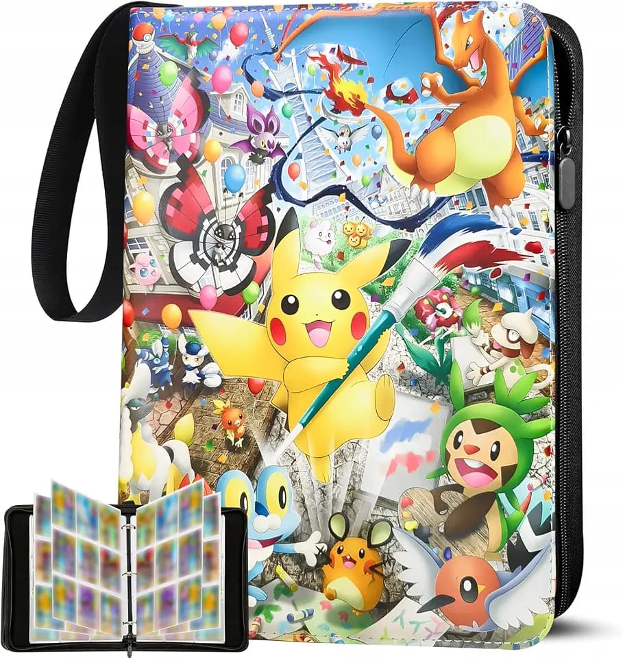 Sammelalbum für Karten, 50 Seiten 900 Karten Kapazität, PU Wasserdichter Sammelkarten Album,Tragbarer Sammelmappe Karten Ordner Heft, 9 Taschen Zip Card Collection Sammelheft, Kartenhalter für Sammler