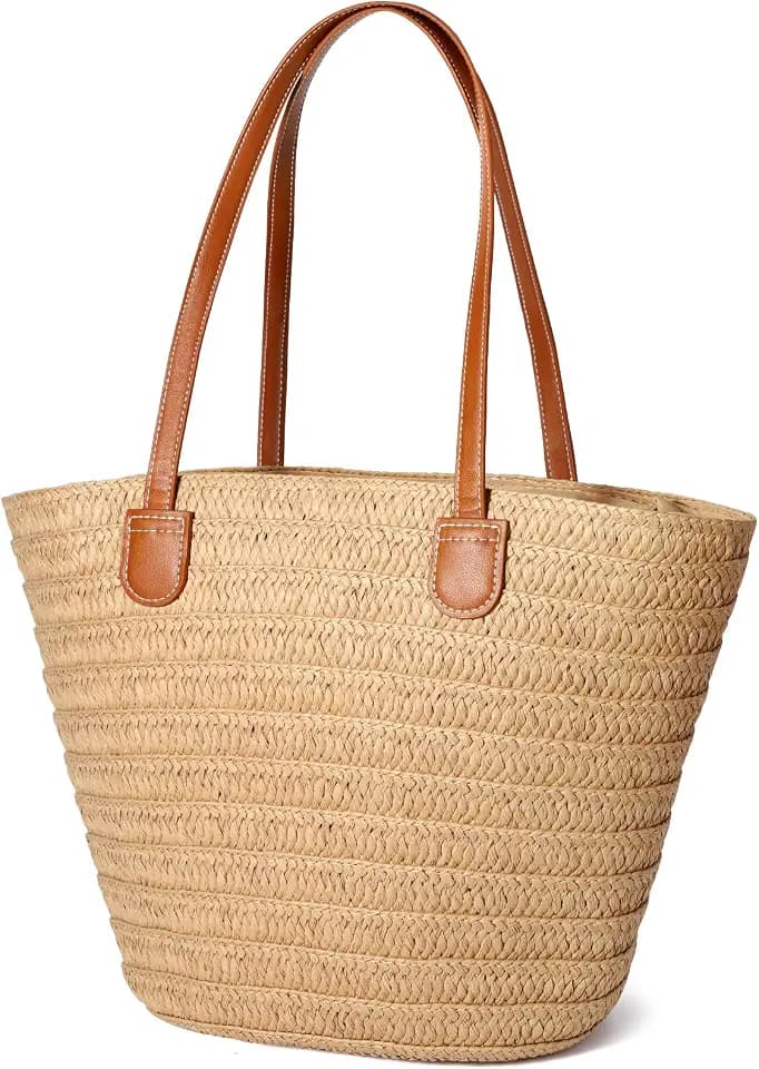 Hommtina Straw Bag Womens Straw Beach Bag Vacation Purse for Summer