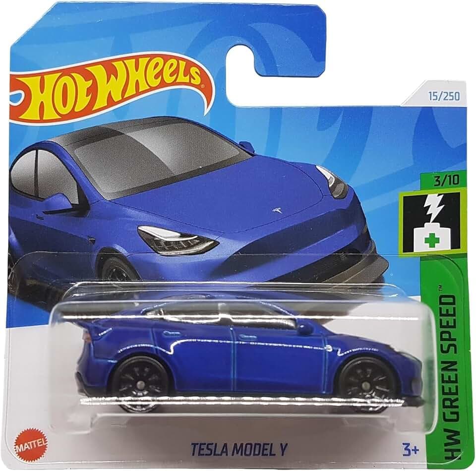 Hot Wheels - Tesla Model Y - HW Green Speed 3/10 - HTB80 - Short Card - dunkelblau - Mattel 2024