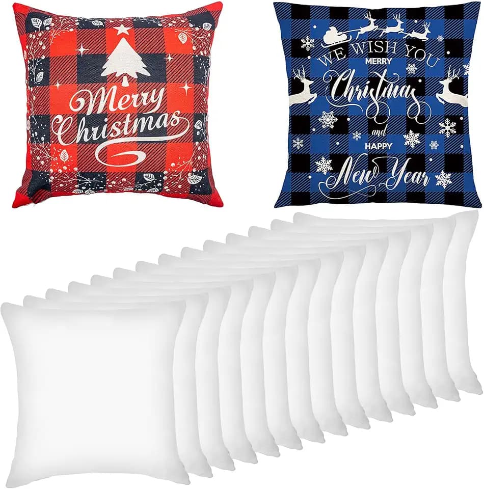 16 Stück Sublimations Kissenbezüge, 40 x 40 cm Weiß Polyester Kissenhüllen mit Unsichtbar Reißverschluss, Blanko Kissenhüllen für Sublimation Basteln Bemalen Drucken DIY Sofa Schlafzimmer Deko