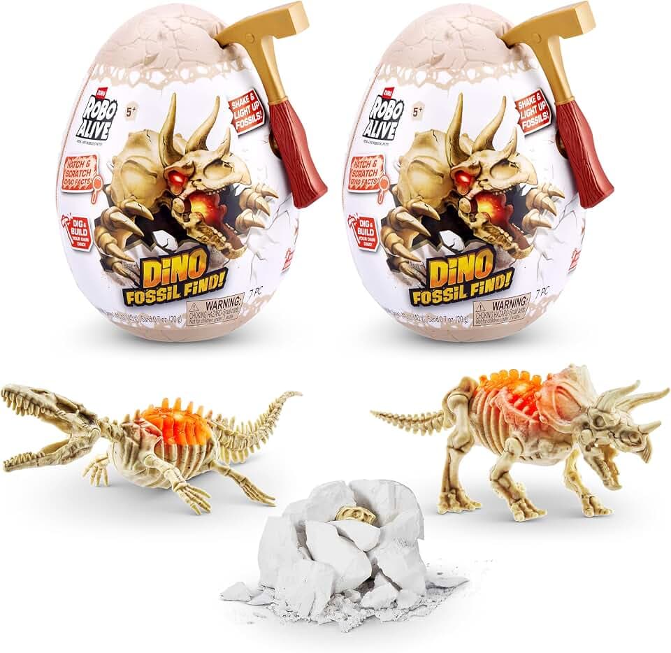 Robo Alive Mini Dino Fossil Find (2er-Pack, Mosasaur & Triceratops)