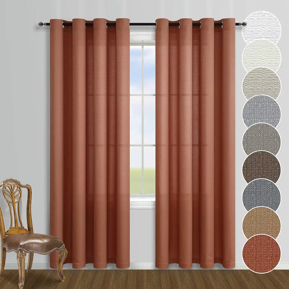 KOUFALL Rustikale Kabinenvorhänge für Wohnzimmer, 2,4 m, 2,4 m, staubig, rostiges Orange, Kupfer, Vorhänge für Esszimmer, Terrakotta