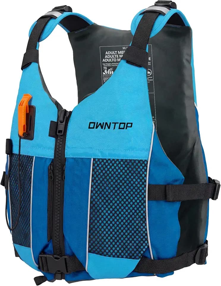 Owntop Swim Jacket Adult Youth | Hydration Pack | Dual Mesh Pockets | Attached Whistle | Ultra-Thin for Freer Movement | Kayak, Boating, Fishing, All Watersports