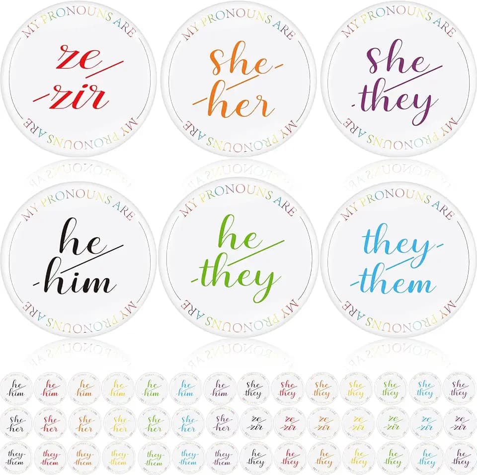 Sureio 210 Pcs Pronoun Pins Button Pronoun Badges Pride Bulk Multiple Colors She Her He Him They Them Nonbinary Gender Identity Pins for Shirts Clothes LGBTQ Accessories (2 Pronouns)