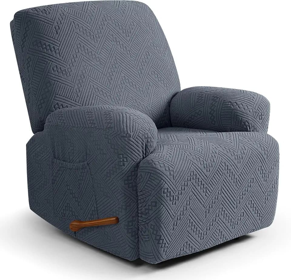Ruaozz Recliner Chair Covers, Soft Stretch Recliner Slipcover, Grey