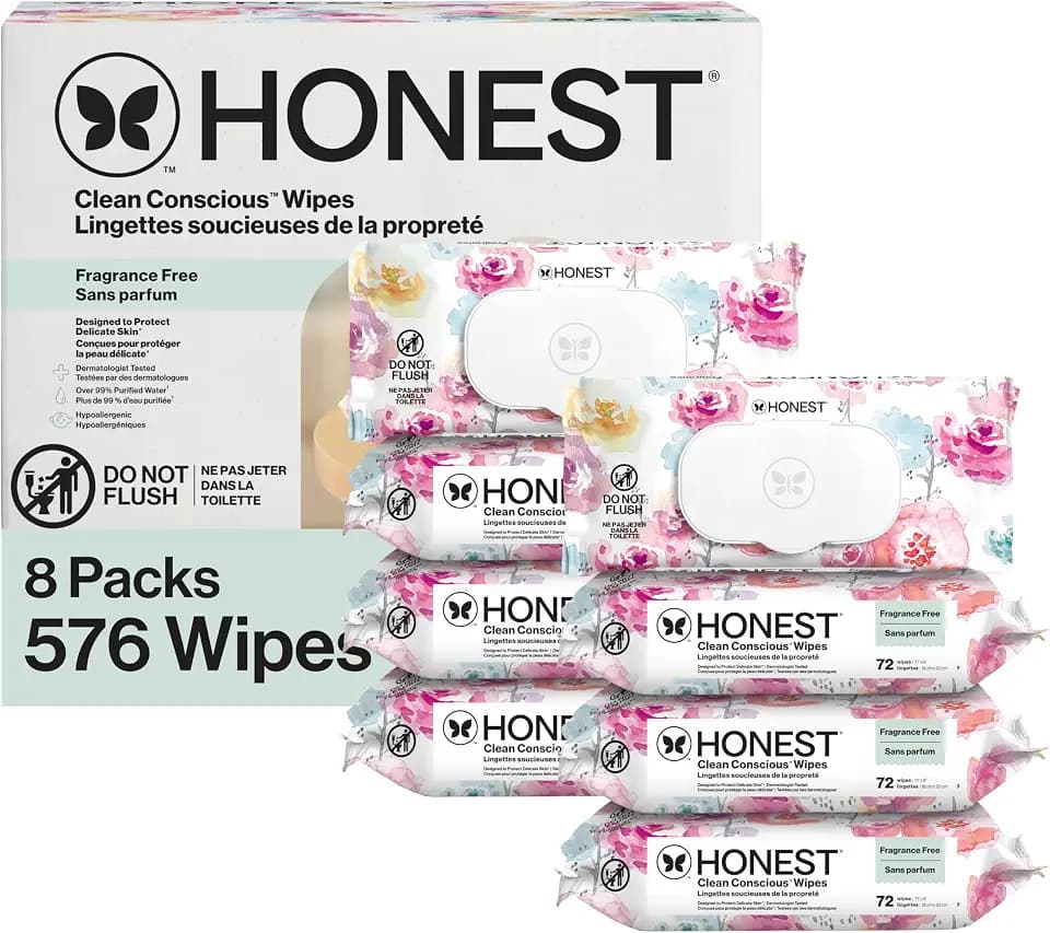 The Honest Company Multi-Use Baby Wipes, Rose Blossom, 576 Count