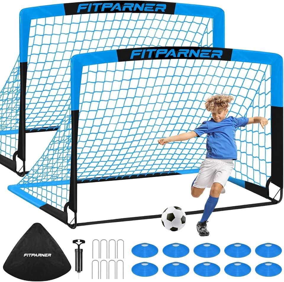 Kids Soccer Goals for Backyard Set - 2 Pack of Portable Pop Up Soccer Nets with Ball,Cones,Complete Training Equipment Kit for Toddler,Youth,Kids Age 3-14,Outdoor Sports Game