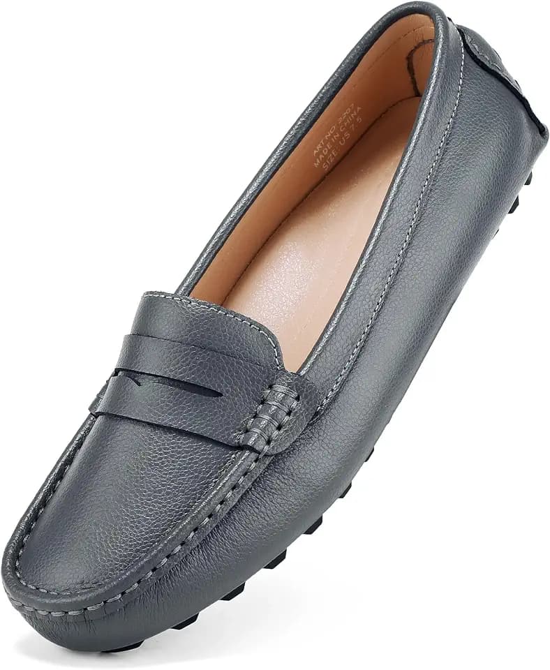 BEAUSEEN Women's Genuine Leather Penny Loafers Classic Driving Moccasins Casual Slip On Comfort Women Loafer Shoes