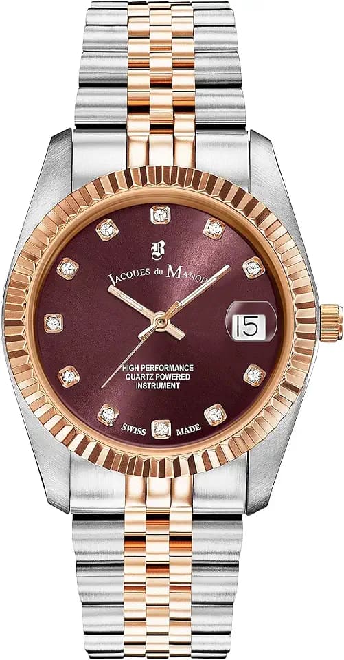 Jacques Du Manoir Damenuhr - Inspiration, 36 mm Analog Quarzuhr mit Edelstahl Armband
