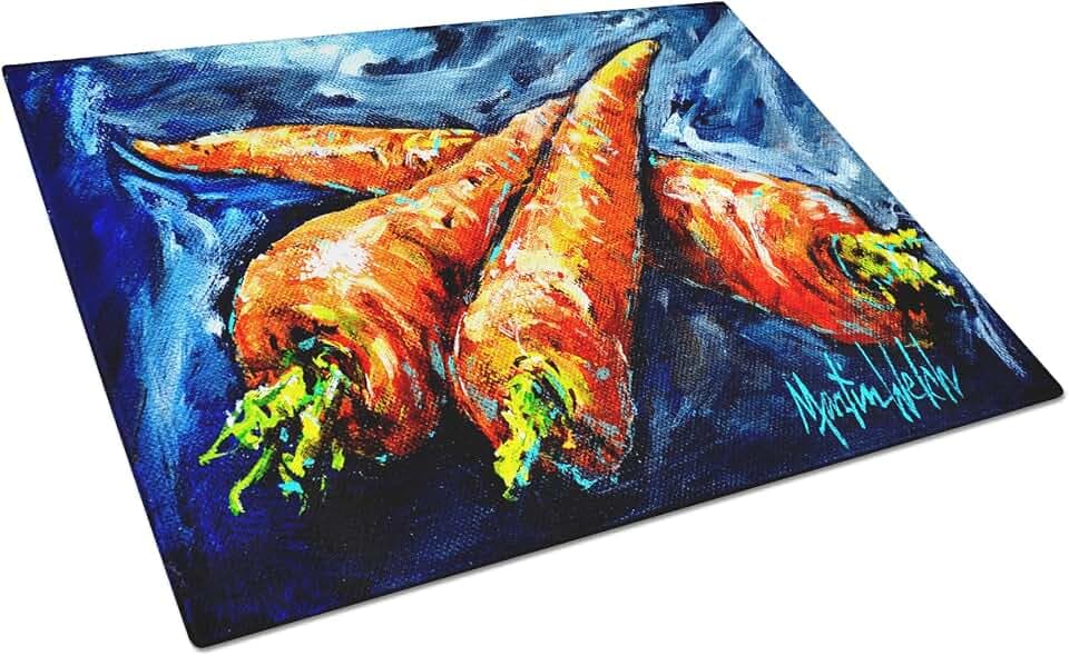 Caroline's Treasures MW1230LCB Carrots Only Three Needed Glass Cutting Board Large Decorative Tempered Glass Kitchen Cutting and Serving Board Large Size Chopping Board