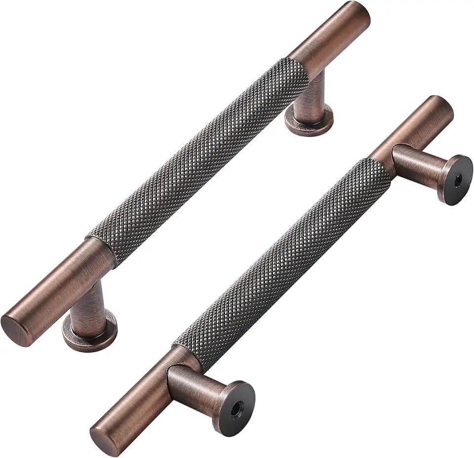 khtumeware 10 Pack 6 Inch(152mm) Drawer Handles Knurled Brushed Antique Copper Cabinet Pulls Drawer Pulls Kitchen Hardware Kitchen Handles for Cabinets Cupboard Handles