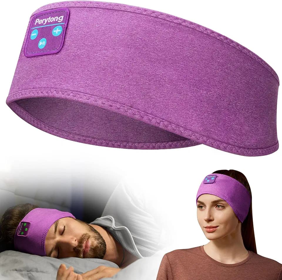 Perytong Sleep Headphones Tech Gadgets Bluetooth Headband for Women Headband Headphone with Ultra-Thin HD Speakers & Mic, Perfect for Sleeping Yoga Running Workout Travel Sports Unique Gifts