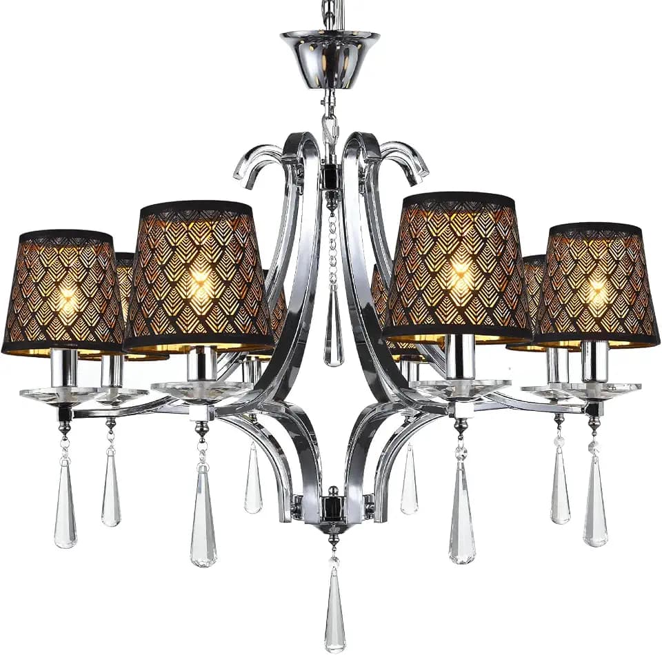YISUN Kleine Lampenschirme 6er Set Lampenschirm Hängelampe Tischlampe Wandleuchte Stehlampe, PVC Kristall Kronleuchter Lampenschirme für Küche Schlafzimmer Nachttisch Wohnzimmer (Tiefschwarz)
