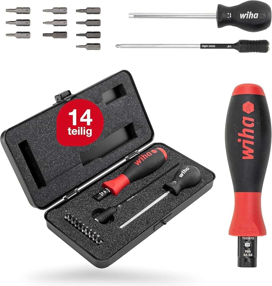 Wiha variabel einstellbare Drehmoment-Schraubendreher Set 0,8-5,0 Nm TorqueVario®-S TORX®, TORX PLUS® 14-tlg. in Box (34614)