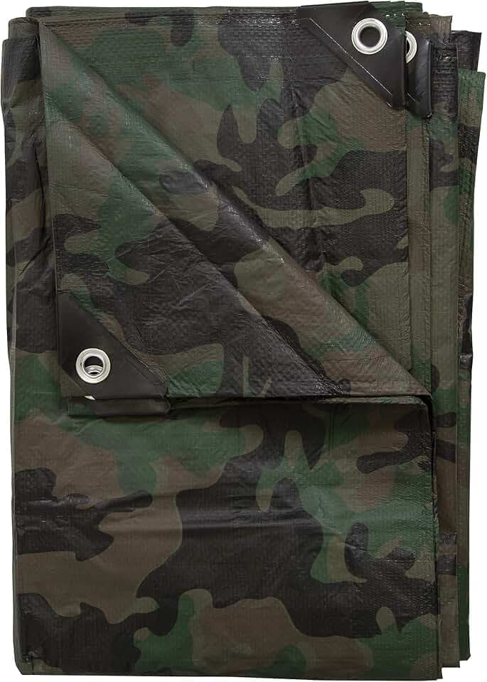Stansport Medium-Duty Rip-Stop Tarp 8' x 10' - Green Camo (T-810-C)