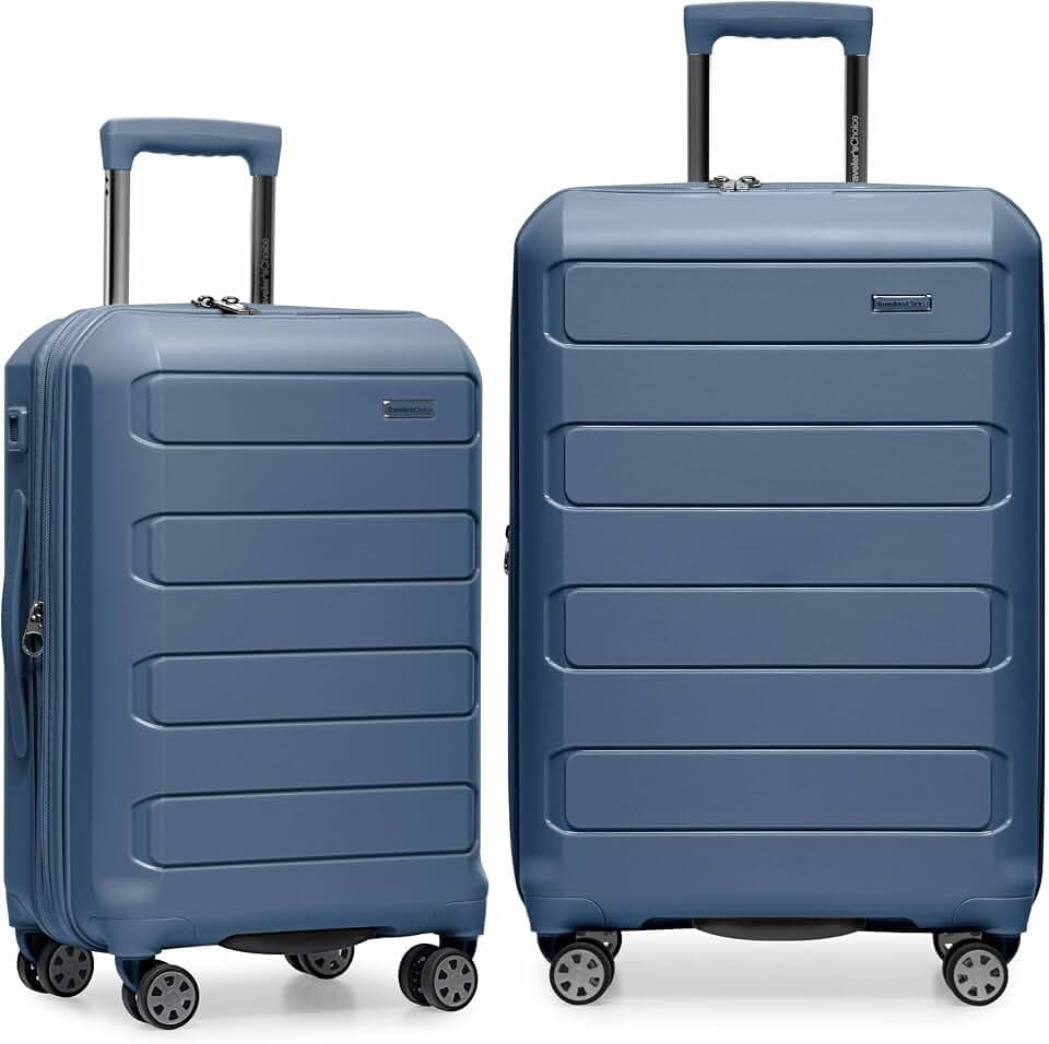 Traveler's Choice Pagosa Hardshell Expandable Luggage with Spinner Wheels, Slate Blue, 2-Piece Set (22/27)