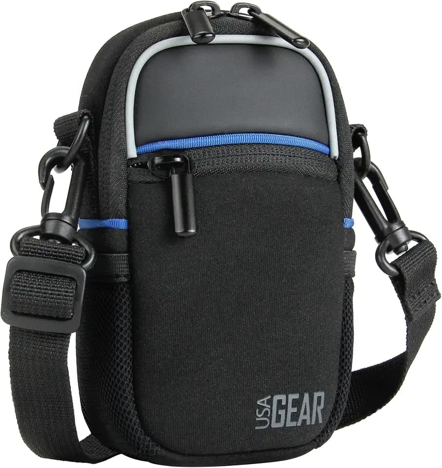 USA Gear Compact Camera Case Point & Shoot Camera Bag with Accessory Pockets, Rain Cover & Shoulder Strap Works W/Sony CyberShot, Canon PowerShot ELPH, Nikon COOLPIX, Olympus & More