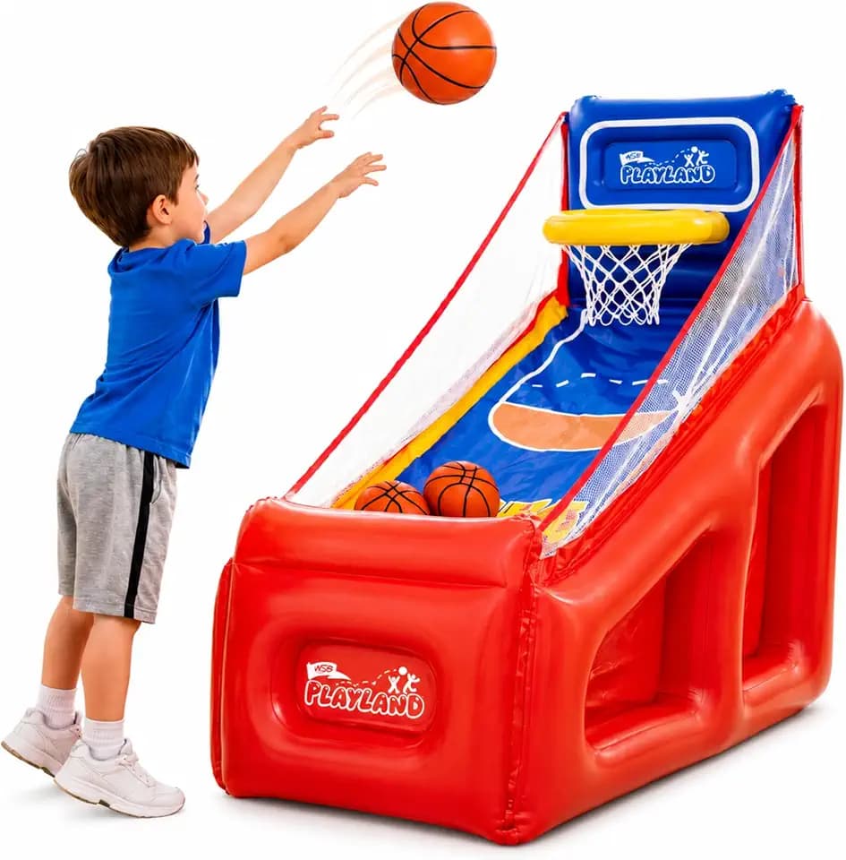 NSG Playland Inflatable Outdoor Toys, Backyard Party Carnival Game for Kids & Family, Basketball Hoop, Arcade Toss Game