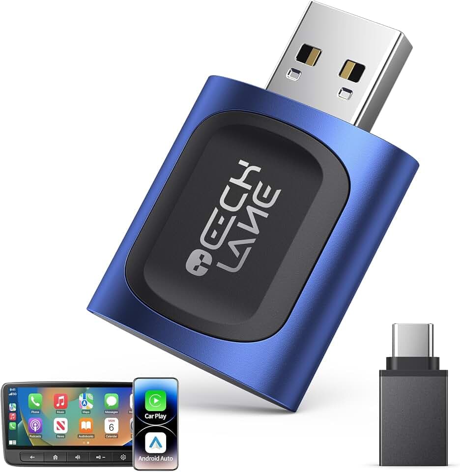 2026 Upgraded 2-in-1 Wireless CarPlay Adapter & Android Auto Wireless Adapter, Bluetooth Car Adapter for Wired to Wireless, Fast & Stable Auto-Connect, 5G WiFi & BT 5.4, Plug & Play (USB-C/A)