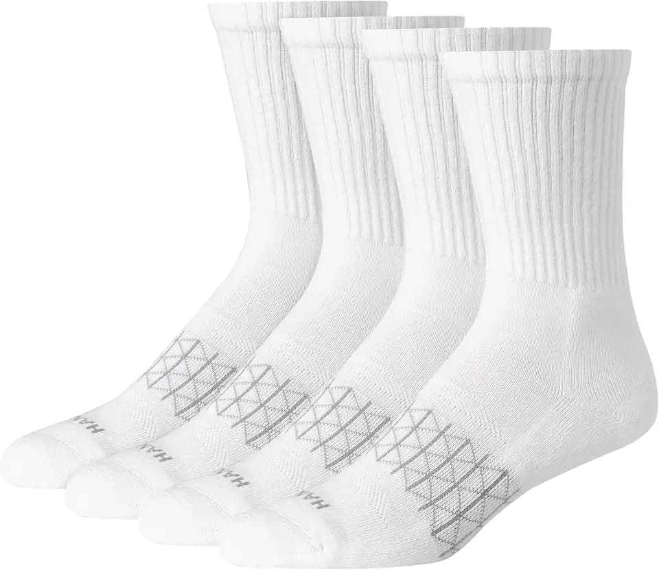 Hanes Men's Socks, Absolute Comfort Cushioned Moisture-wicking Seamless Toe, 4 Pack, Ankle, Crew and Heel Shield Socks