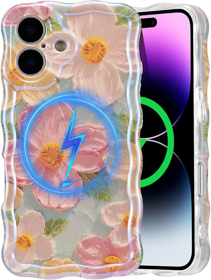 EYZUTAK Magnetische Schutzhülle für iPhone 17, buntes Ölgemälde, Blumen