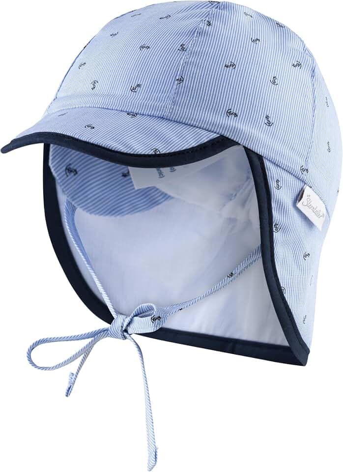Sterntaler Schirmmütze für Jungen mit Bindebändern, Nackenschutz und Anker-Motiv
