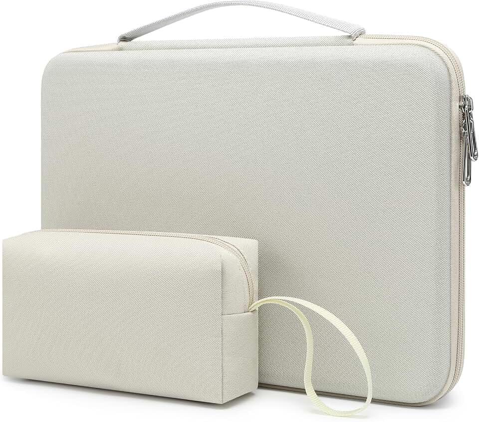 HYZUO 17-17,3 Zoll Hartschalen Laptophülle Tasche, Beige