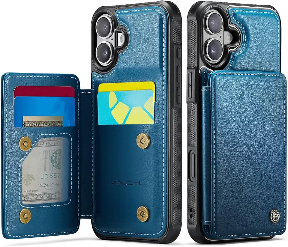 Vinich for iPhone 17 Wallet Case with Card Holder, Blue