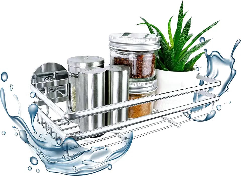 Gewürzregal ohne Bohren - Gewürzhalter selbstklebend für die Wand, Spice Rack, Gewürzregalsystem, Küchen Organizer hängend 25 x 7 x 12 cm