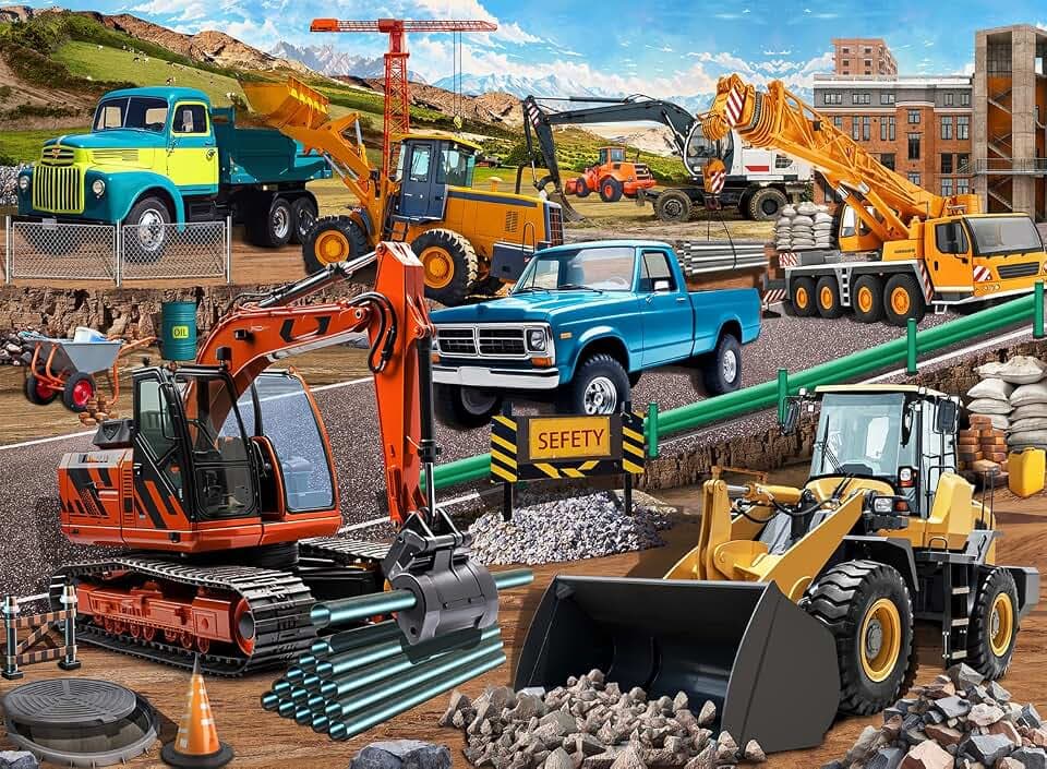 Puzzles for Kids Ages 6-8 8-10 -200 Piece Puzzles Construction Site Puzzle