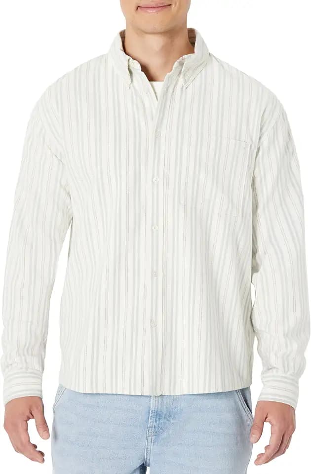 Amazon Essentials Men's Modern Oversized-Fit Cotton Button-Down Oxford Shirt