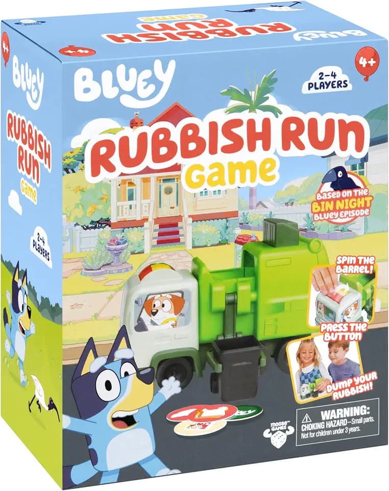 Bluey Rubbish Run Game - Family Board Game, Ages 4 Toys