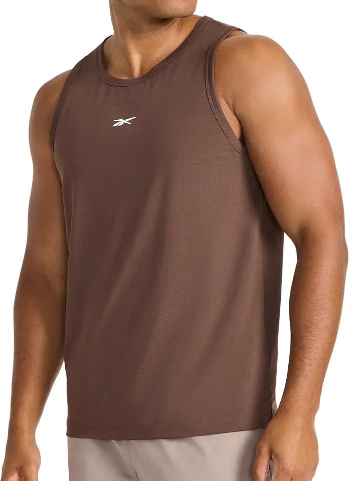 Reebok Men's Triathlon Scoop Neck Tank Top, Standard Fit, Lightweight Cotton-Poly Jersey Fabric