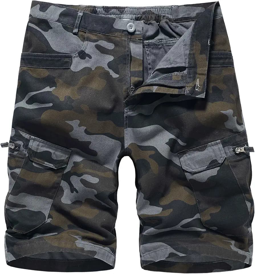 Kurze Hosen Herren Baumwolle Cargo Shorts Outdoor Sommer Casual Bermuda Hose Stretch Freizeithose einfarbige Chino Shorts Leichte Arbeitshose Sporthose Jogginghose Klassische Cargohose