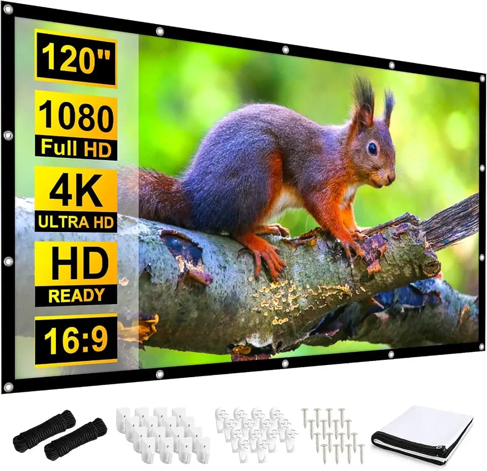 120-Inch Projector Screen 16:9 Double-Sided Foldable, Frocopo