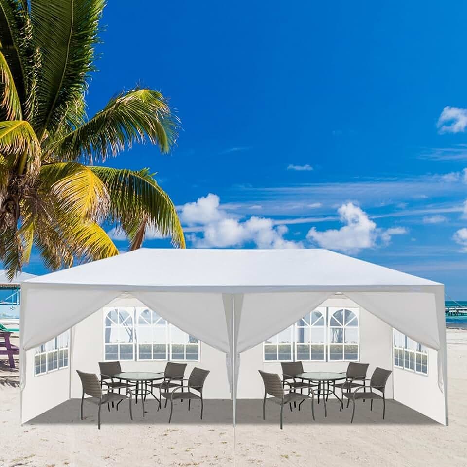 10x20 Canopy Tent Party Tent with 6 Sidewalls, White