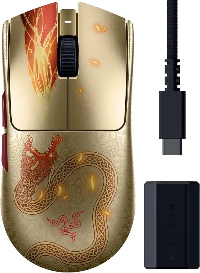 Razer Viper V3 Pro Counter-Strike 2 Dragon Lore - Ultraleichte kabellose Esports Gaming-Maus - 54g - 8K HyperPolling - Sensor 35K DPI - 2,4 GHz HyperSpeed - 95 Std Akkulaufzeit - PC/Mac | Dragon Lore