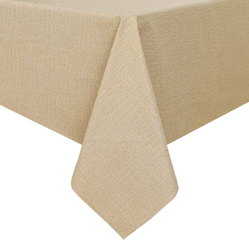 Romanstile Waterproof Vinyl Tablecloth Rectangle, 54 x 54 Inch, Khaki