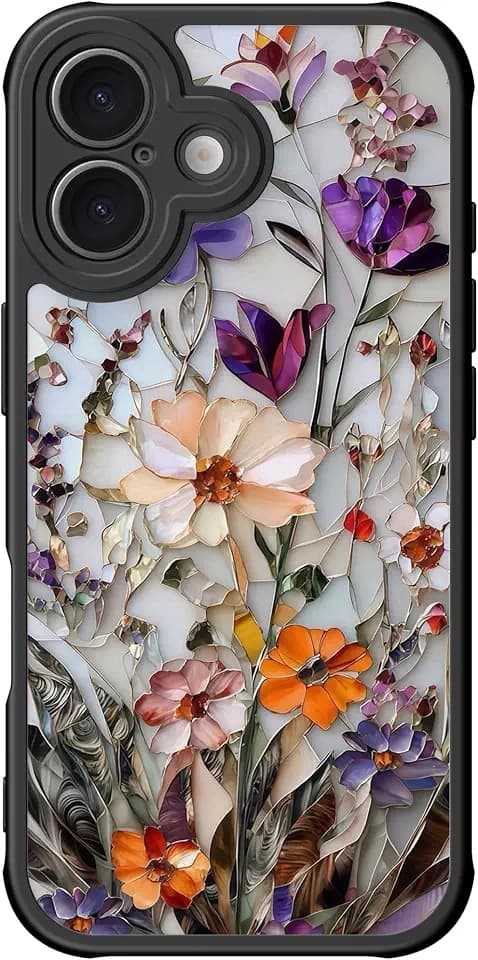 DEENAKIN for iPhone 16 Case Cute, Translucent Matte Floral Cover