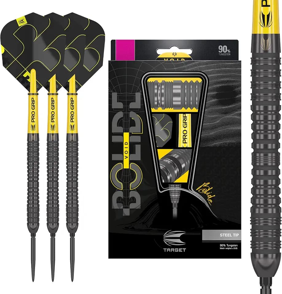 Target Darts Bolide Void 90% Tungsten Dart Set, Stahlspitzen-Darts mit Schweizer Spitze | 21G/22G/23G/24G/25G/25G | Professionelle Dart-Sets, Schwarze Darts, Schweizer Spitze-Werkzeug inklusive