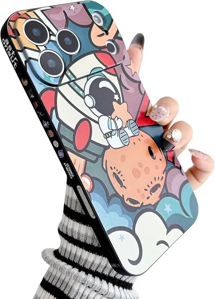 Yonds Queen für iPhone 17 Pro Max Niedliches Hülle, Cool Cartoon Astronaut Space Planet Mond Design Stilvoll Stoßstange weiches TPU rutschfeste Stoßfeste Schutzhülle (iPhone 17 Pro Max, Planet)