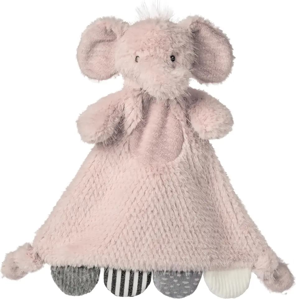 Mary Meyer Lovey Baby & Toddler Stuffed Animal Activity Blanket Plush Soft Snuggle Toy, 12-Inches, Afrique Pink Blossom Elephant