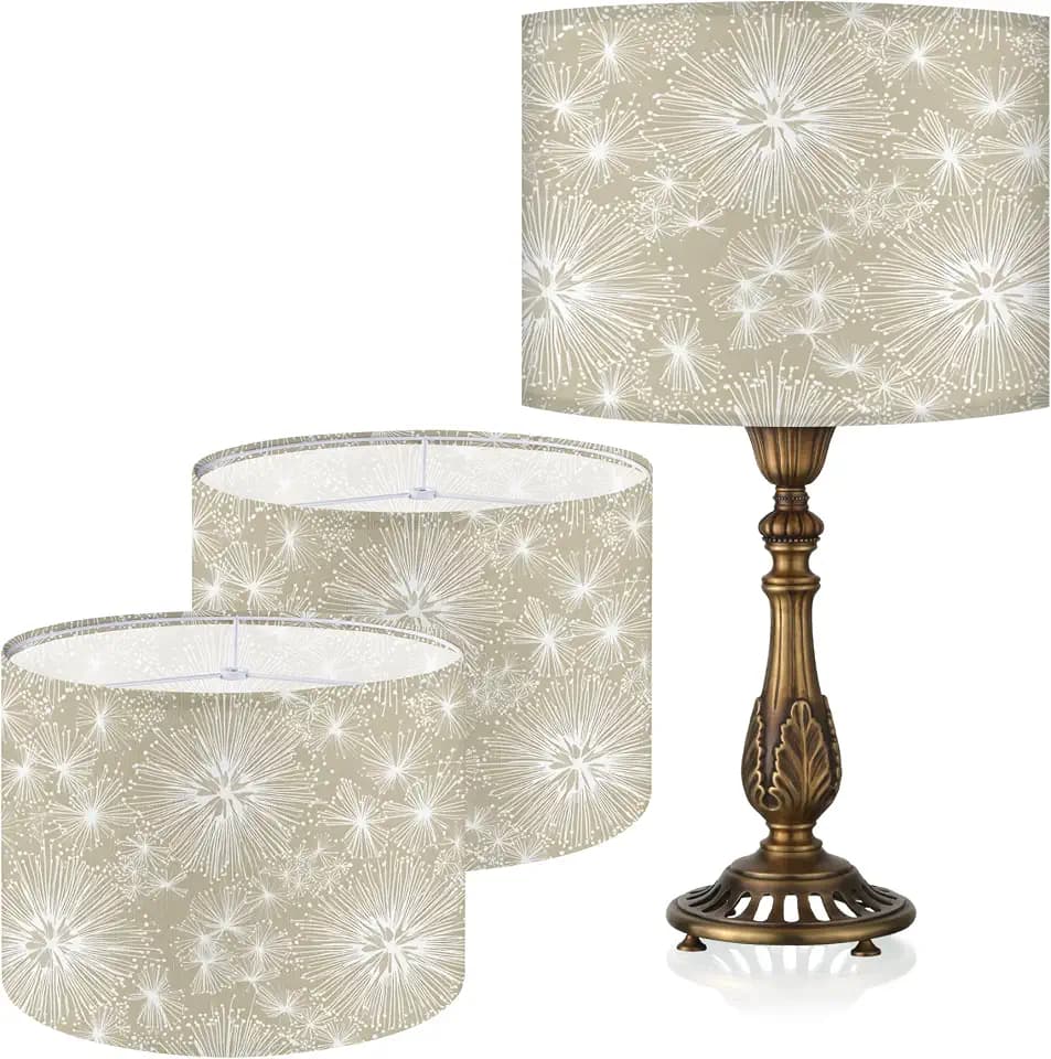 Table Lamp Shade, 13”W x 10”H HD Printing Geometric floral leaves marble Lampshade, Lamps shades, Modern Lampshade Decor for Table and Floor Lamps (Dandelion)