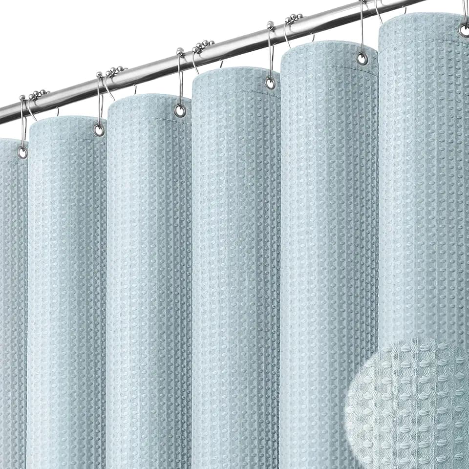Dynamene Extra Long Waffle Shower Curtain 256 GSM Fabric 72"x84" Fog Blue