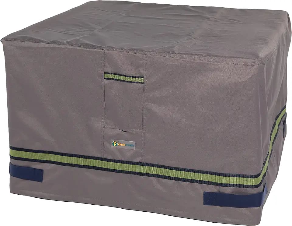 DUCKCOVERS Soteria Water-Resistant 32 Inch Square Fire Pit Cover, Outdoor Firepit Cover