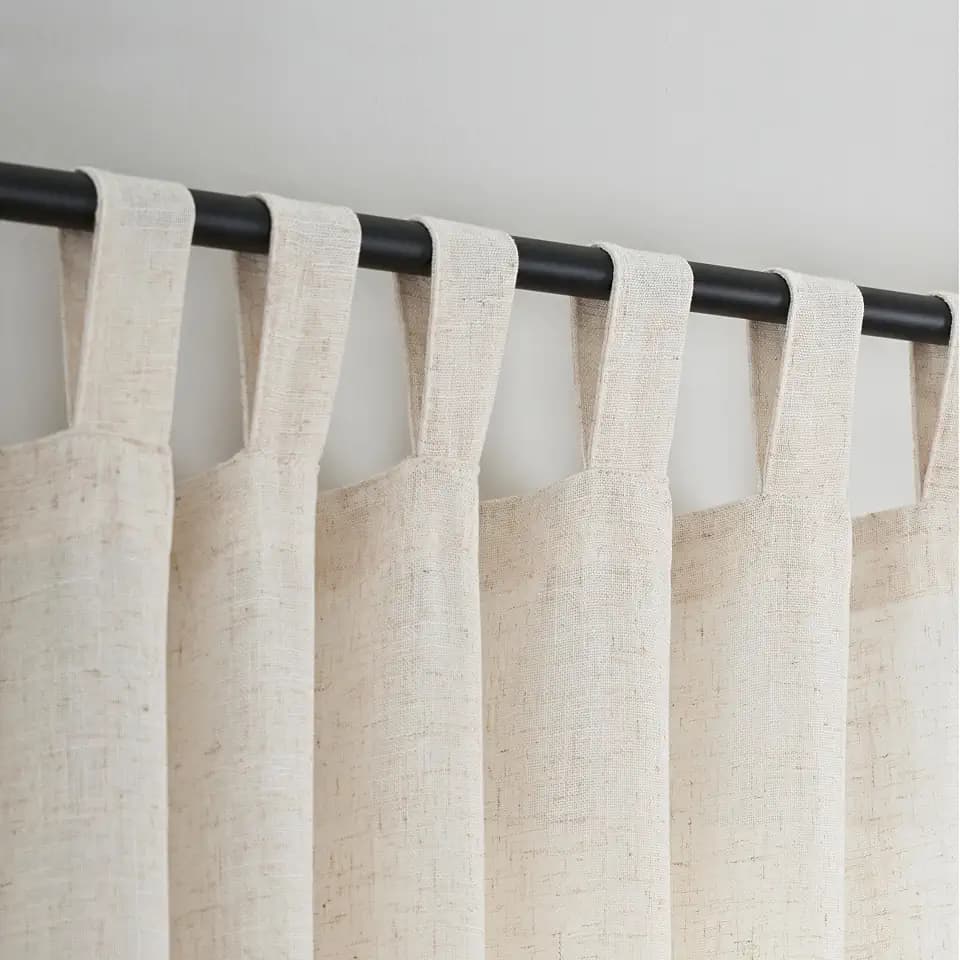 Natural Linen Semi Sheer Curtains Tab Top Light Filtering Elegant Curtains & Drapes for Living Room 52 x 90 Inch Length, Set of 2 Panels
