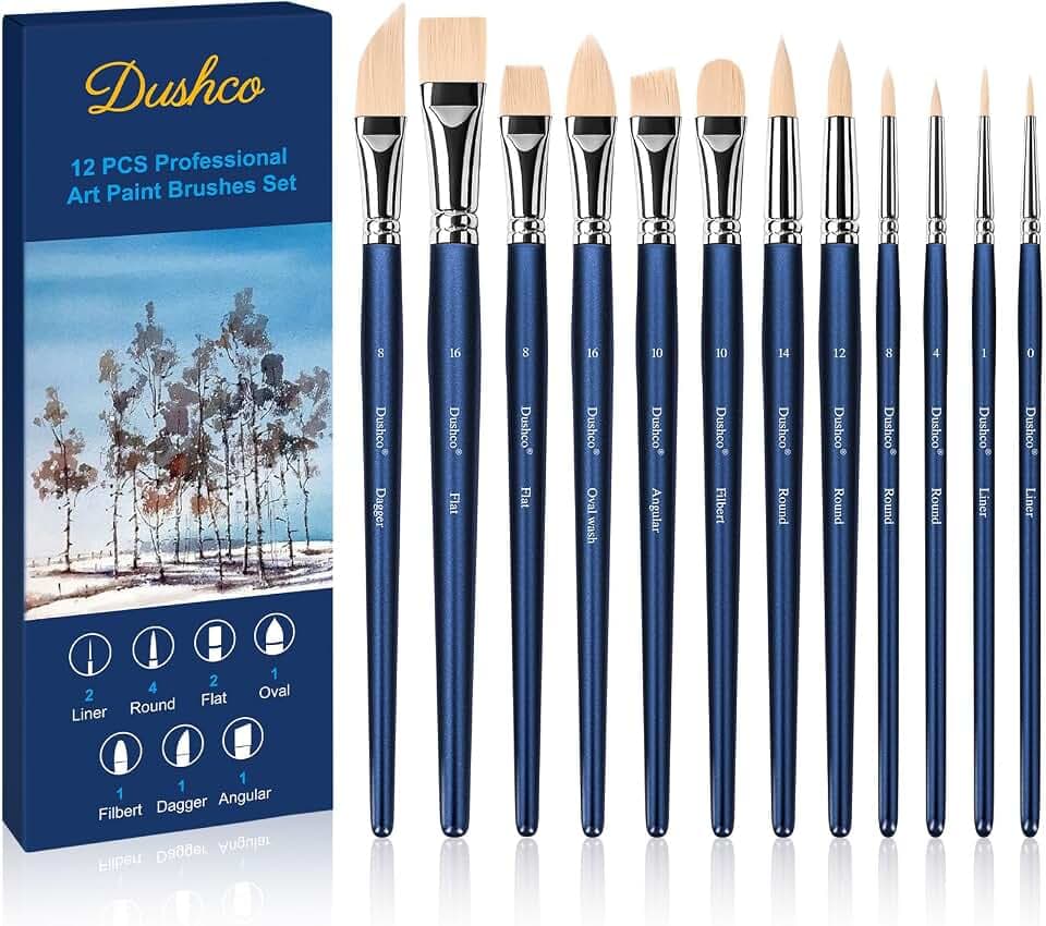 Watercolor Brushes Professional, Artist Paint Brushes Set, 12 Pieces